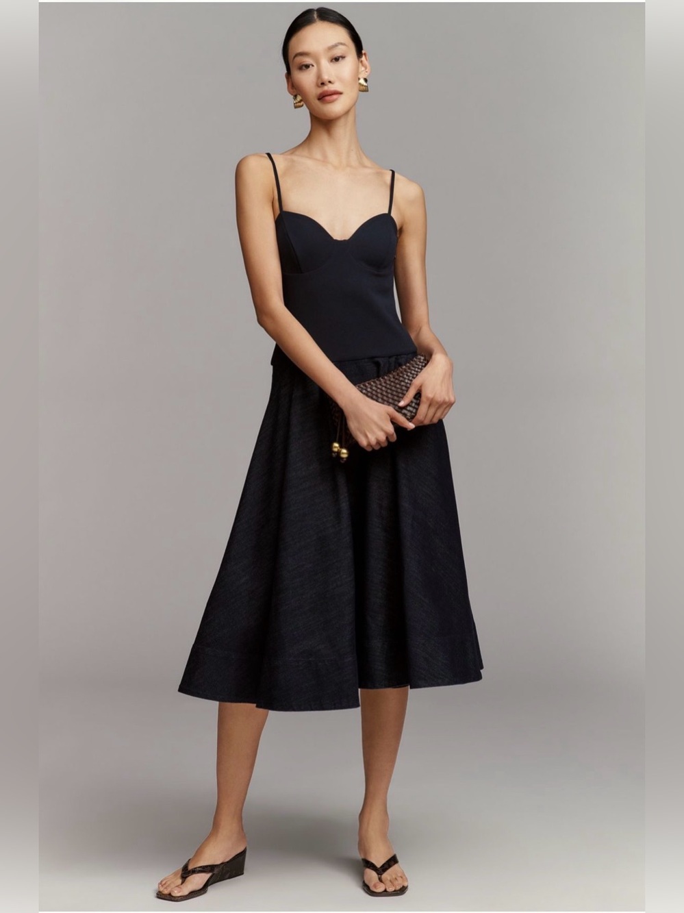 Anthropologie Mare Mare Knit Denim Twofer Midi Dress
